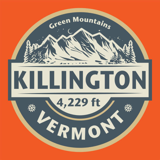 ilustrações de stock, clip art, desenhos animados e ícones de emblem with the name of killington, vermont - southern rocky mountains