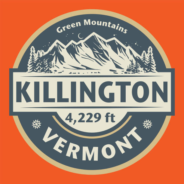 эмблема с именем киллингтон, вермонт - ski resort mountain winter mountain range stock illustrations