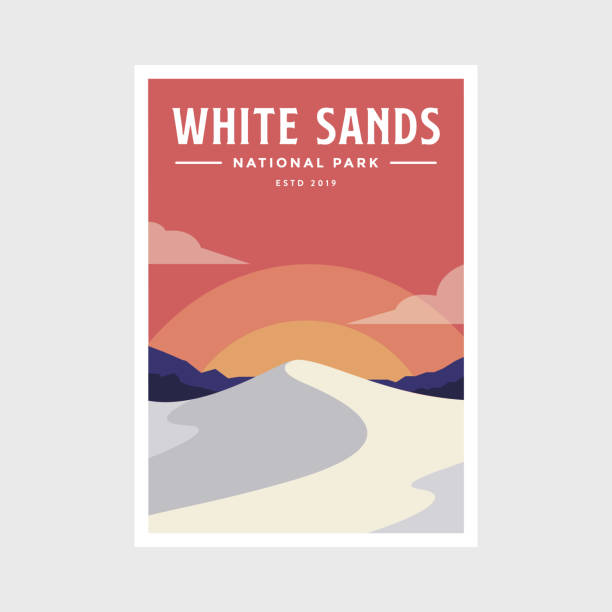 ilustrações de stock, clip art, desenhos animados e ícones de white sands national park poster vector illustration design - white sands national monument