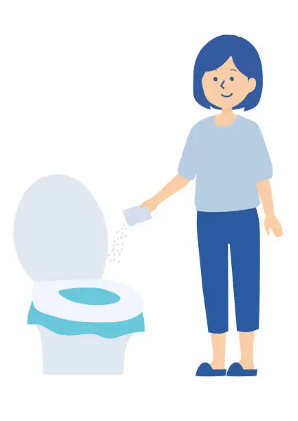 Vector illustration of Illustration of toilet at the time of disaster