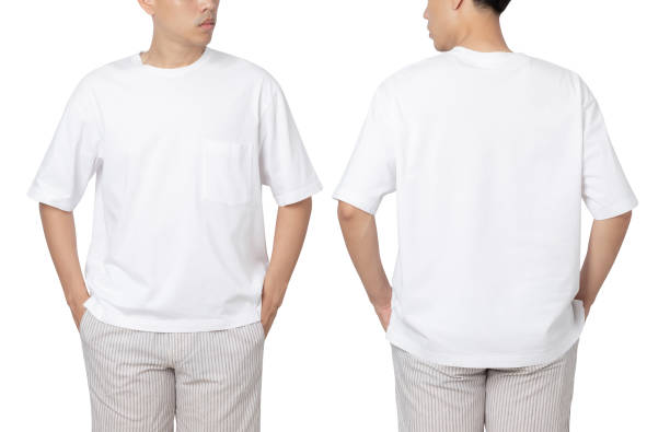 istock Young man in oversize T shirt mockup isolated on white background with clipping path 1405348114