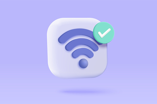 istock 3d wireless connection and sharing network on internet. Hotspot access point for digital and online coverage. Broadcasting area with WiFi. 3d wireless signal icon rendering vector illustration 1405349561