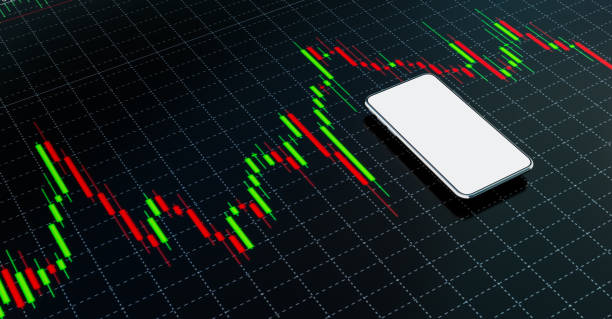 istock Smart phone mock up with trading applications designed 1405349579