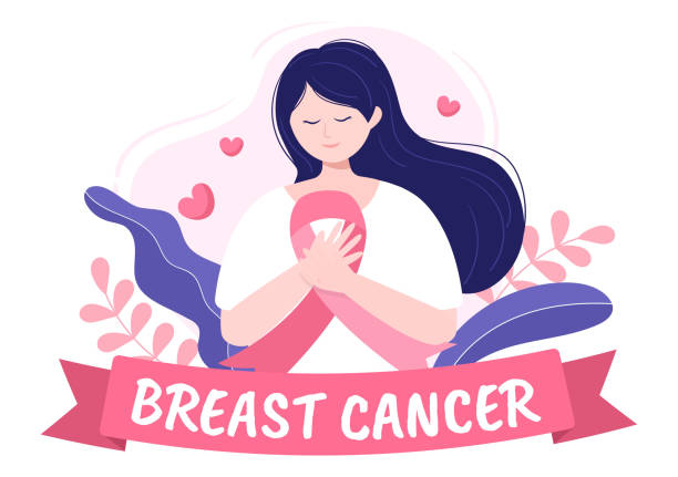乳がん啓発月間背景漫画イラスト、リボンピンクと疾病予防キャンペーンまたはヘルスケアのための女性 - backgrounds pink femininity ribbon点のイラスト素材／クリップアート素材／マンガ素材／アイコン素材