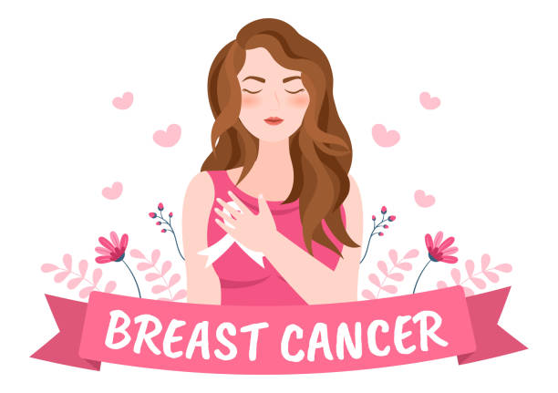 乳がん啓発月間背景漫画イラスト、リボンピンクと疾病予防キャンペーンまたはヘルスケアのための女性 - backgrounds pink femininity ribbon点のイラスト素材／クリップアート素材／マンガ素材／アイコン素材