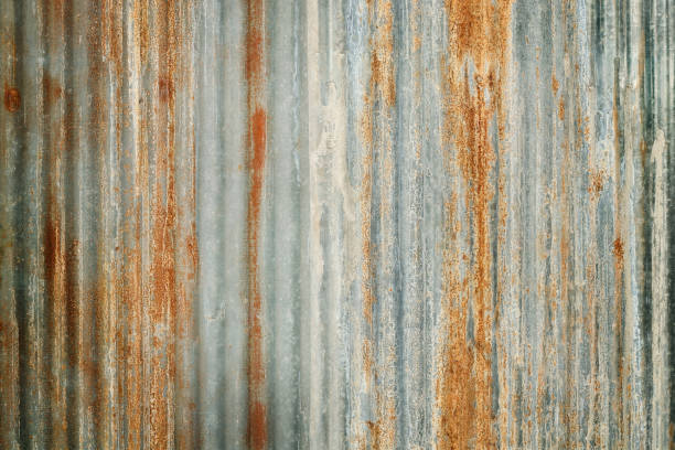 istock Old zinc wall texture background, rusty on galvanized metal panel sheeting. 1405352976