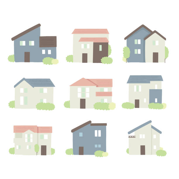 Vector illustration of  cute houses set. Vector illustration of  cute houses set. 街 stock illustrations