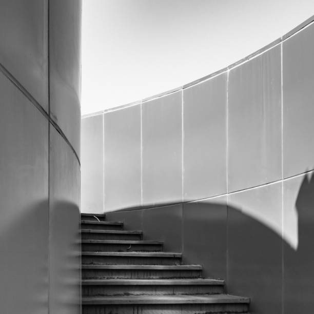 istock spiral staircase, spiral ramp, monochrome image 1405355402