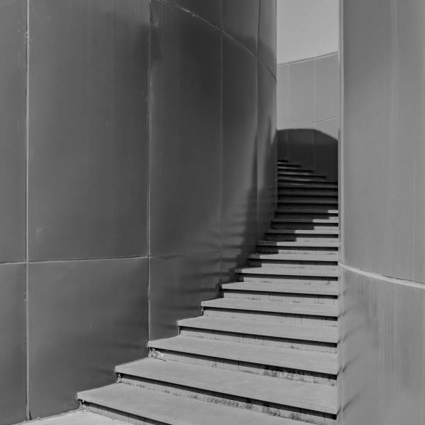 istock spiral staircase, spiral ramp, monochrome image 1405355423