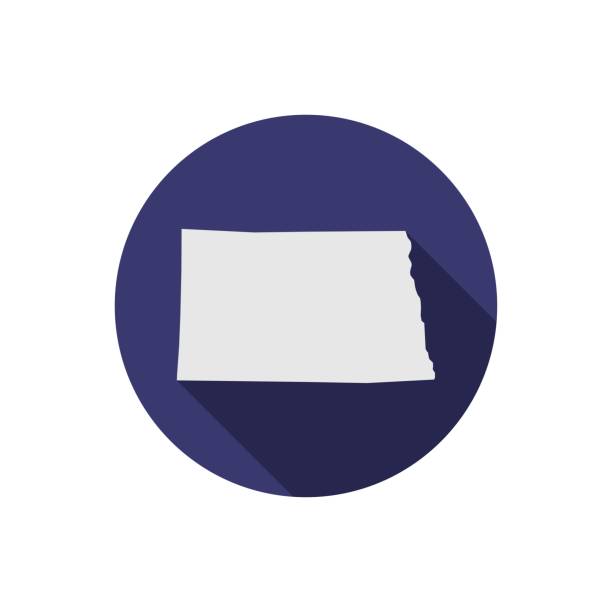 круговая карта штата северная дакота с длинной тенью - north dakota flag us state flag north dakota flag stock illustrations