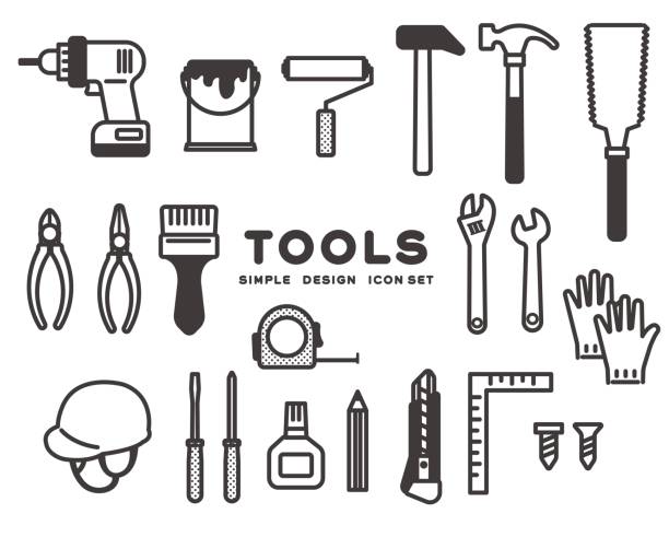 ilustrações de stock, clip art, desenhos animados e ícones de simple and easy-to-use diy and tool vector illustration material / do-it-yourself / tools / home improvement store - pliers work tool white background craft