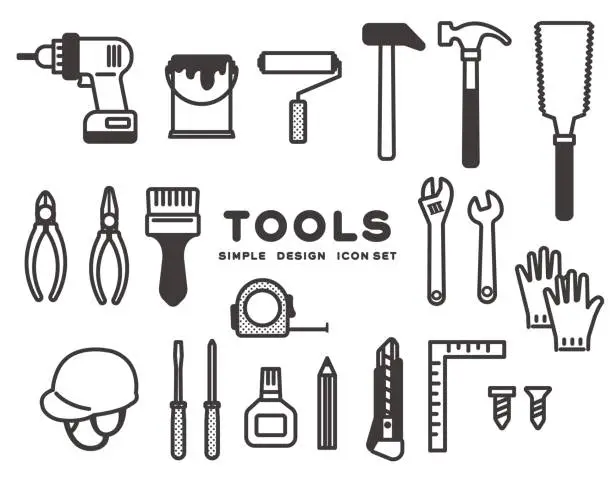 Vector illustration of Simple and easy-to-use DIY and tool vector illustration material / do-it-yourself / tools / home improvement store