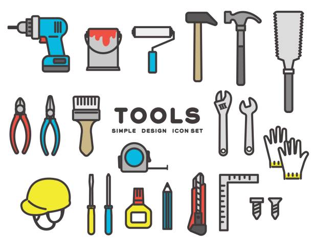 ilustrações de stock, clip art, desenhos animados e ícones de simple and easy-to-use diy and tool vector illustration material / do-it-yourself / tools / home improvement store - pliers work tool white background craft