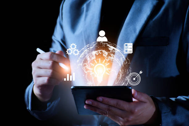 istock Businessman using mobile smartphone on global network connection on investor and customer with sale data exchange and development of business. Technology and digital marketing. Financial and banking. 1405364984
