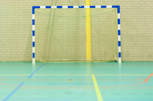 Handball in the goalnet seen lowangle from behind