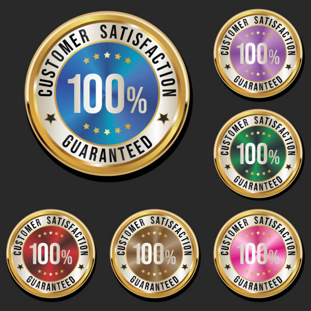istock Collection of hundred percent satisfaction guarantee highly recommended multicolor badges 1405365740