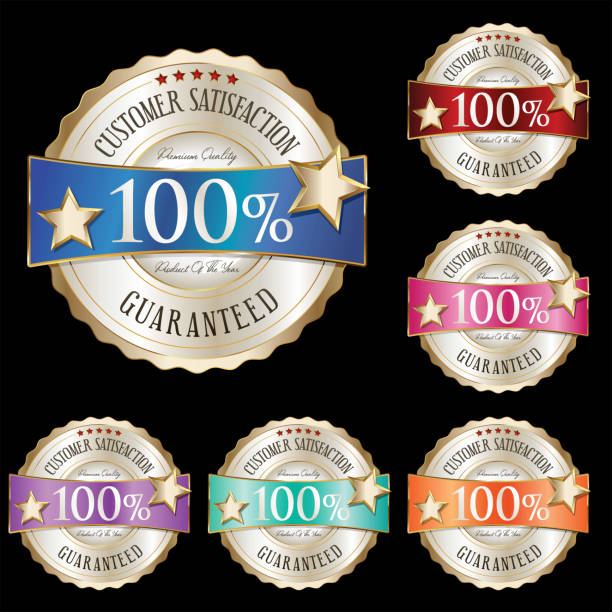 istock Collection of hundred percent satisfaction guarantee highly recommended multicolor badges 1405365741