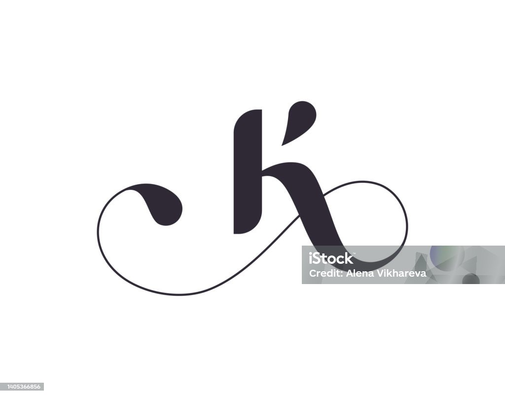 K Letter Monogram Elegant Luxury K Calligraphic Style Vector ...