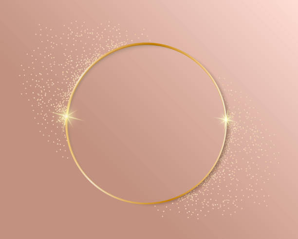 ilustraciones, imágenes clip art, dibujos animados e iconos de stock de marco o anillo vintage brillante dorado brillante con sombras sobre fondo rosa fahion. borde realista de lujo dorado. concepto de boda, madres o san valentín. ilustración vectorial - jewelry ring luxury wedding