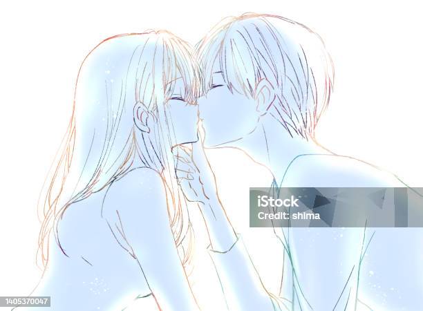 Illustration Of Men And Women Kissing Stock Illustration - Download Image  Now - Japanese Ethnicity, University Student, 20-29 Years - iStock