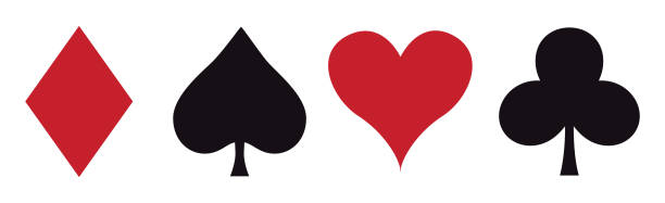 element symbole kasyna karty do gry na białym tle - vector - jack of hearts jack cards heart shape stock illustrations