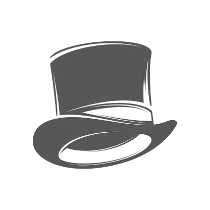 Vintage top hat isolated on white background. Vector illustration
