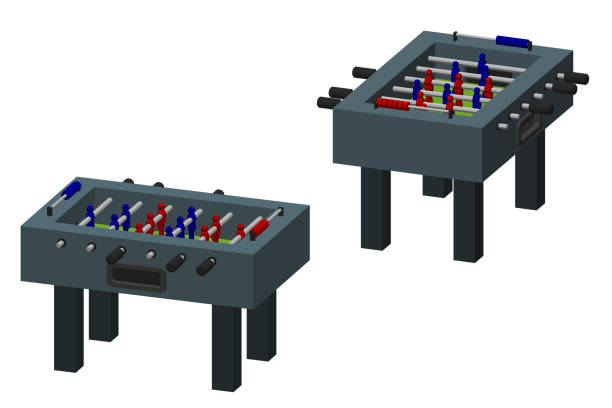 istock Foosball Table, Soccer Table Football Game. Dimetric projection. 3d Vector colorful illustration. 1405373439