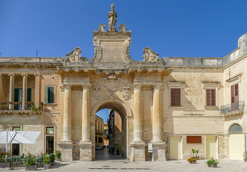 Porta San Biagio in Lecce, a city in Apulia, Italy