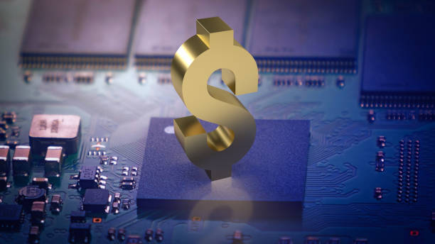 istock The dollar gold symbol on PCB BOARD for business or technology concept 3d rendering 1405374902