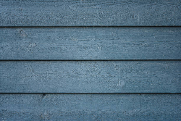 azul intemperado fundo de revestimento de madeira áspero - wood cladding - fotografias e filmes do acervo