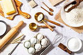 Bakery items and ingredients background