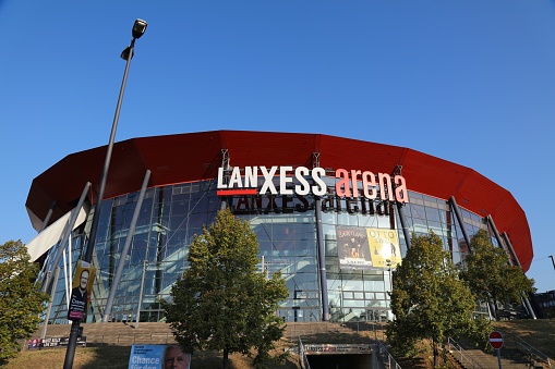 Lanxess Arena in Cologne, Germany. Lanxess Arena is a indoor sports and entertainment venue formerly known as Koelnarena.