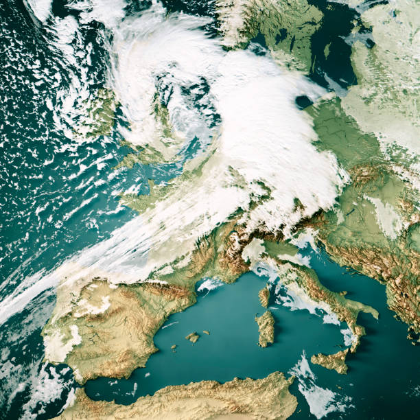 istock Western Europe Cloud Map Storm Eunice 2022 3D Render Color 1405385937
