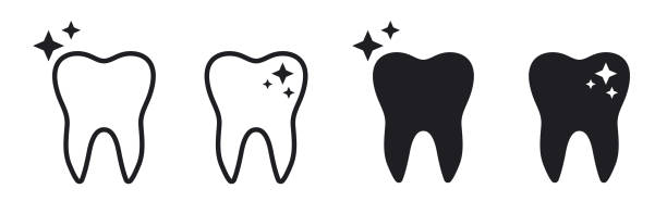 Clean tooth symbols teeth vector icons Cleaned teeth symbols dentist and dental hygiene cleaning tooth vector illustration icon set teeth stock illustrations