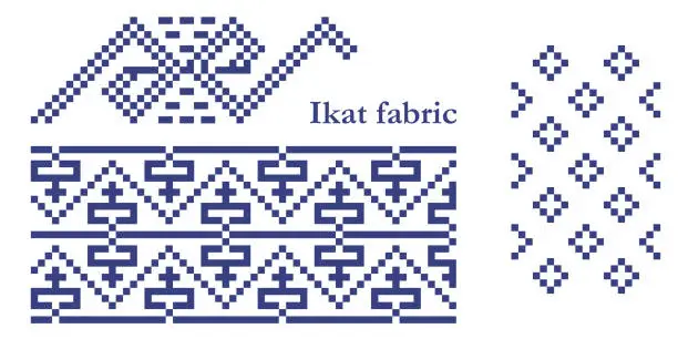 Vector illustration of Ikat handwoven Textiles