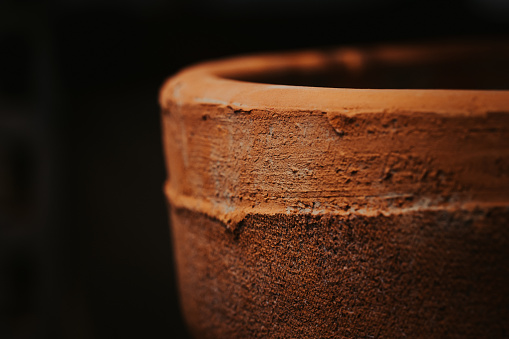 Close-up of terracotta pot.