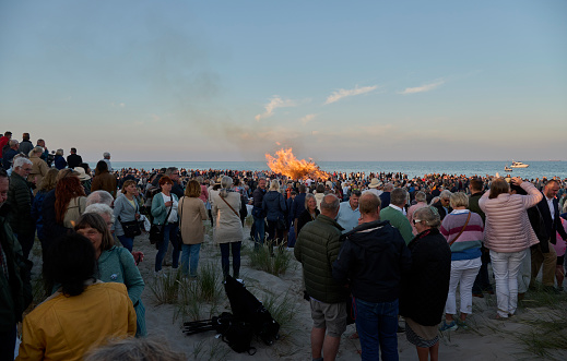 The old characteristic tilting beacon has been lit even though it is only for the day. At midsummer the 23th. of June bonfire is lit on the beach in the evening to celebrate the bright nights and long days in the northern countries. 
People gather at 