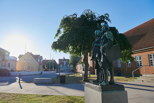 The museum is based on a collection of paintings made by famous Danish painters who lived in Skagen around 1900. The painters have a style similar to the one we find in impressionistic paintings. The style has been developed without influence of impressionistic painters, but later there actually was established a connection between some of the artists and the French impressionists. The museum has been researching in the connection together with Marmottan Musée in Paris and an amazing common exhibition has been held in both contries.\nOutside the museum stands a sculpture of the painter PS Krøyer and the author Holger Drachmann.