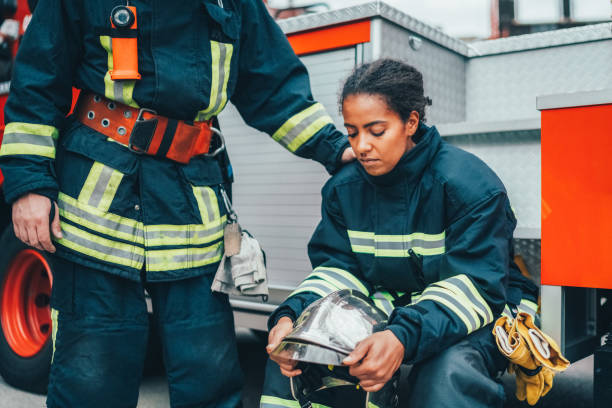 istock Depressed firefighter after rescue operation 1405391568