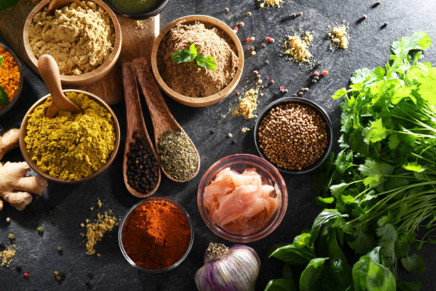 istock Composition with assortment of spices and herbs 1405391862