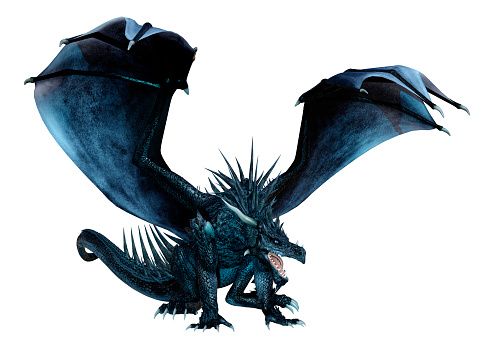 3D rendering of a fantasy dragon isolated on white background