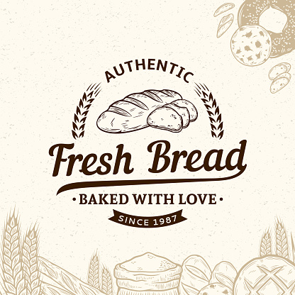 Vector bakery or bread vintage emblem. Bakery design template for baked products branding and packaging