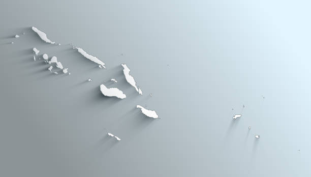 istock Modern White Map of Solomon Islands with Provinces With Shadow 1405394732