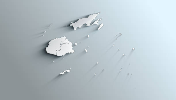 istock Modern White Map of Fiji with Provinces With Shadow 1405394752