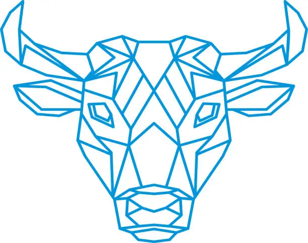 Vector illustration of bull polygon, geometric contour Vector for cutting by plotter