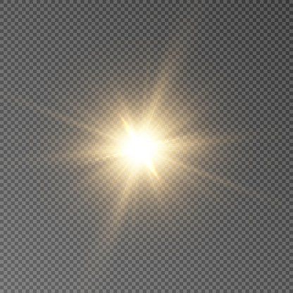 Sun, star, flare png.Bright light effect with rays and highlights for vector illustration.