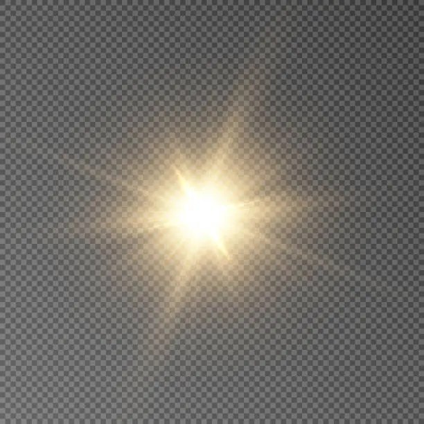 Vector illustration of Sun, star, flare png.