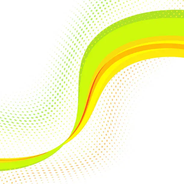 Vector illustration of Abstract summery wavy line in green, yellow and orange colors