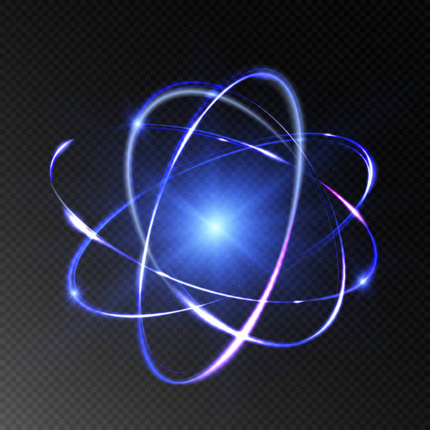 Particle of an atom. Particle of an atom. Atom structure science sign. Atom vector model. atom stock illustrations