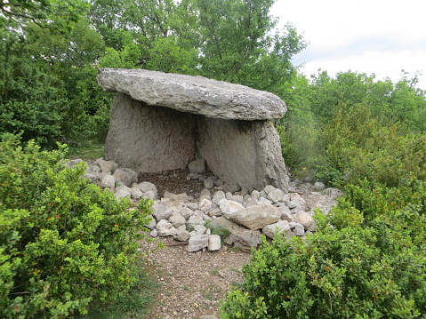 A well preserved Dolmen in Ardeche, France. MIAS Neolithic Dolmen, Lussas, France. Bronze age.